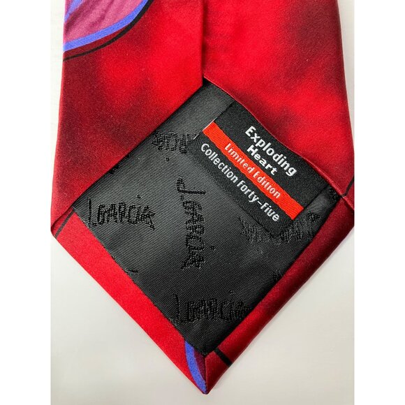 Jerry Garcia Exploding Heart Limited Edition Mens Silk Tie Red Purple Blue - Picture 4 of 6